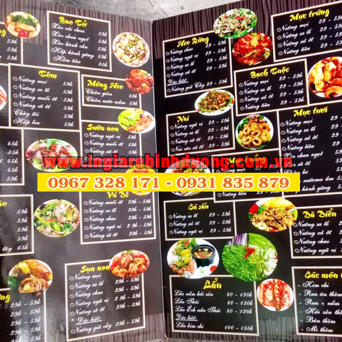 Dịch vụ in menu chất lượng tốt giá rẻ tại Bình Dương