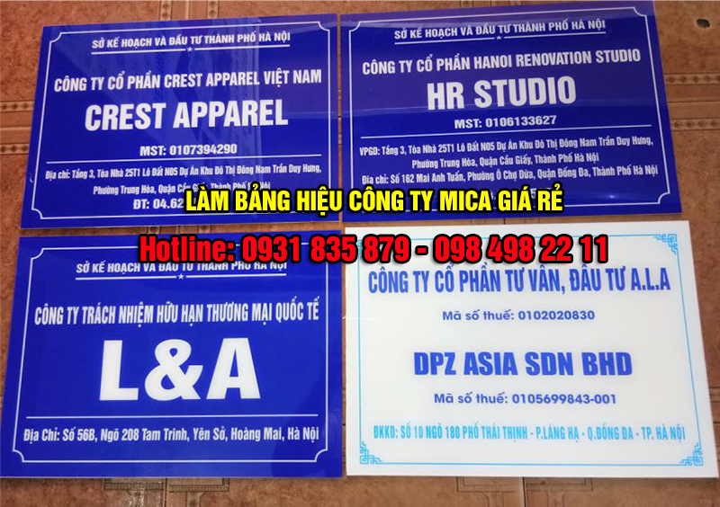Bảng hiệu mica công ty giá rẻ tại Bình Dương