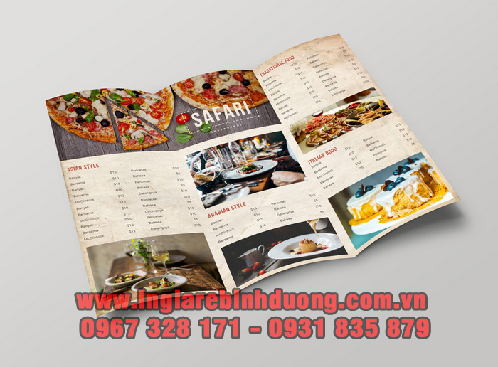 Dịch vụ in menu giá rẻ Bình Dương